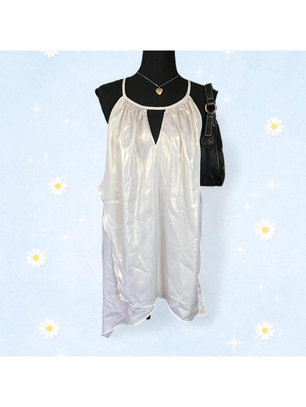 Worthington Woman Satin Coquette Fairycore Babydoll Slip Top Size 1X 🤍 - Picture 1 of 7